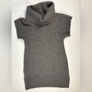 Banana Republic Sweater Womens Size S Gray Wool Blend Cable Knit Cowl Neck Tunic